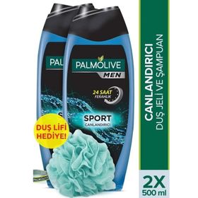 Palmolive Men Sport 4'ü 1 Arada Canlandırıcı 2x500 ml Duş Jeli + Duş Lifi