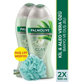 Palmolive Spa Therapy Clay Detox 2x500 ml Duş Jeli + Duş Lifi