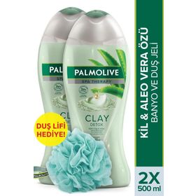 Palmolive Spa Therapy Clay Detox 2x500 ml Duş Jeli + Duş Lifi