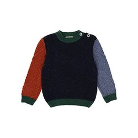 PANÇO 2221BB18001 Omuz Patlı Rengarenk Lacivert Triko Kazak