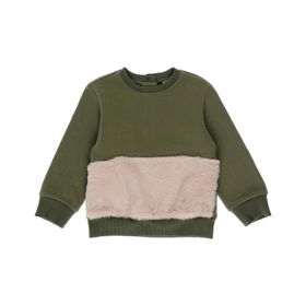 Panço 2221GB08028 Yeşil Peluş Kürk Detaylı Kız Çocuk Sweatshirt