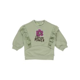 Panço 2221GB08034 Yeşil Kız Çocuk Çiçek Baskılı Fisto Detaylı Sweatshirt