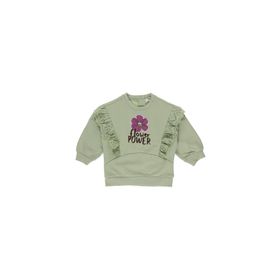Panço 2221GB08034 Yeşil Kız Çocuk Çiçek Baskılı Fisto Detaylı Sweatshirt