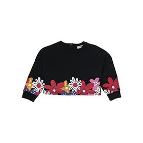 Panço 2221GB08055 Kız Çocuk Önü ve Kolları Çiçek Baskılı Sweatshirt