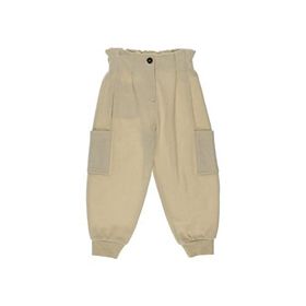 Panço 2221GK04011 Bej Beli Pileli Cepli Yüksek Bel Kız Çocuk Pantolon