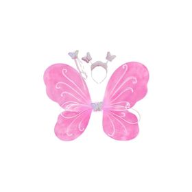 Pandoli Pembe Kelebek Kanadı 50cm Asa Ve Taç Set