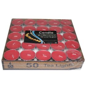 Pandoli Tea Light Kırmızı Renk 50 Adet Mum