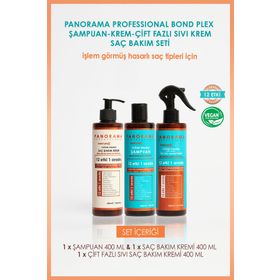 Panorama Professional Bond Plex 12 Etki 1 Arada/400 ml Şampuan 400 ml Saç Bakım Kremi ve 100 ml Saç Bakım Yağı