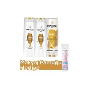 Pantene 2x400 ml Onarıcı ve Koruyucu Şampuan+360 ml Saç Bakım Kremi+Makyaj Pamuğu
