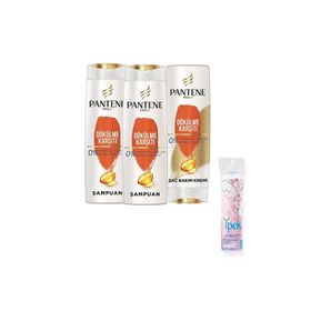 Pantene 2x400 ml Saç Dökülmelerine Karşı Etkili Şampuan+360 ml Saç Bakım Kremi+Makyaj Pamuğu