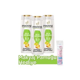 Pantene 3'ü 1 Arada 3x400 ml Şampuan+Makyaj Pamuğu