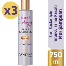Pantene Hair Biology Turunculaşma Karşıtı Sarı Saçlar İçin 3x250 ml Mor Şampuan