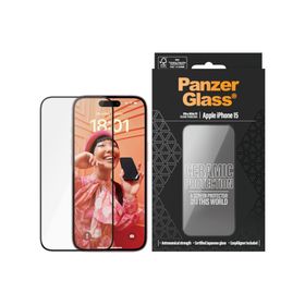 Panzerglass Apple Uyumlu iPhone 15 Ultra-wide Fit Tam Koruma Çerçeve Aparatlı Seramik Ekran Koruyucu