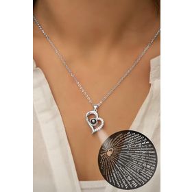 Papatya Silver 100 Dilde Seni Seviyorum Yazılı 925 Ayar Gümüş Rodyum Kaplama Kolye