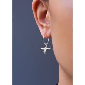 Papatya Silver 925 Ayar Aeroplane Flıght Uçak Halka Gümüş Kadın Küpe
