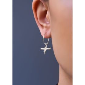 Papatya Silver 925 Ayar Aeroplane Flıght Uçak Halka Gümüş Kadın Küpe