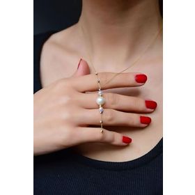 Papatya Silver 925 Ayar Akışlı Üç Renk Dorika Toplu Incili Gümüş Kolye