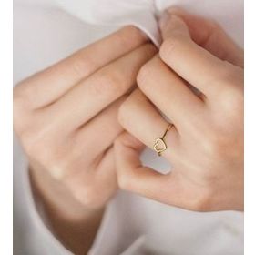 Papatya Silver 925 Ayar Altın Kaplama Ayarlanabilir Ölçülü Kalp Gümüş Yüzük