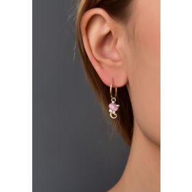 Papatya Silver 925 Ayar Altın Kaplama Aytaşlı Kedi Halka Gümüş Küpe