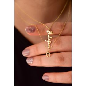 Papatya Silver 925 Ayar Altın Kaplama Bebeğim Yazılı ve Nal Asansörlü Kadın Gümüş Kolye
