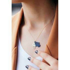 Papatya Silver 925 Ayar Altın Kaplama Desenli Fatmaeli Kadın Gümüş Kolye