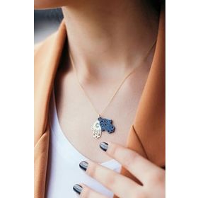 Papatya Silver 925 Ayar Altın Kaplama Desenli Fatmaeli Kadın Gümüş Kolye