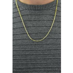 Papatya Silver 925 Ayar Altın Kaplama Erkek Figaro Zincir Kolye Bileklik Gümüş Set