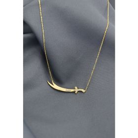 Papatya Silver 925 Ayar Altın Kaplama Fatma Yazılı Taşlı Zülfikar Kılıç Gümüş Kolye