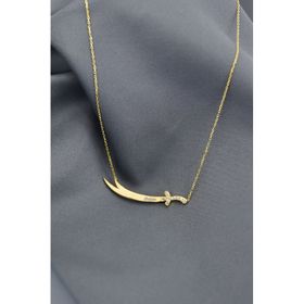 Papatya Silver 925 Ayar Altın Kaplama Fatma Yazılı Taşlı Zülfikar Kılıç Gümüş Kolye