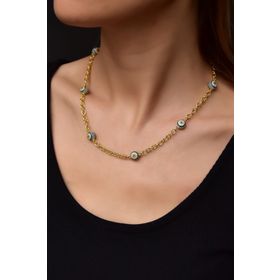 Papatya Silver 925 Ayar Altın Kaplama Firuze Nazar Göz Gümüş Kolye