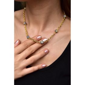 Papatya Silver 925 Ayar Altın Kaplama Gümüş Nazar Göz Kolye