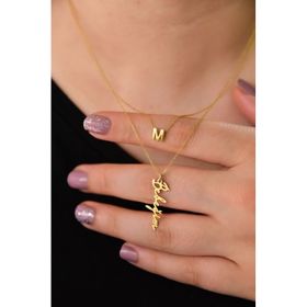 Papatya Silver 925 Ayar Altın Kaplama Harf ve Bebeğim Yazılı Asansörlü Kadın Gümüş Kolye