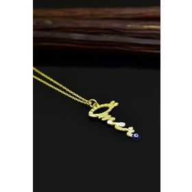 Papatya Silver 925 Ayar Altın Kaplama Kristal Kesim Nazarlı İsim Kadın Gümüş Kolye