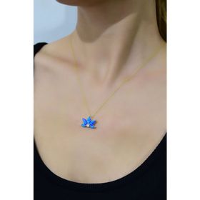 Papatya Silver 925 Ayar Altın Kaplama Opal Taşlı Lotus Kadın Gümüş Kolye