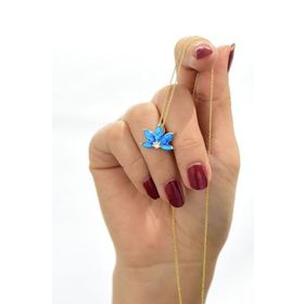 Papatya Silver 925 Ayar Altın Kaplama Opal Taşlı Lotus Kadın Gümüş Kolye