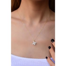 Papatya Silver 925 Ayar Altın Kaplama Rüzgar Gülü Kadın Gümüş Kolye