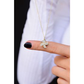 Papatya Silver 925 Ayar Altın Kaplama Rüzgar Gülü Kadın Gümüş Kolye