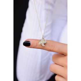 Papatya Silver 925 Ayar Altın Kaplama Rüzgar Gülü Kadın Gümüş Kolye