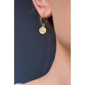 Papatya Silver 925 Ayar Altın Kaplama Sedef Kutup Yıldızı Halka Kadın Gümüş Küpe