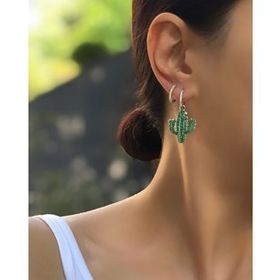 Papatya Silver 925 Ayar Altın Kaplama Tekli Sallantılı Italyan Kaktüs Gümüş Küpe