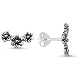 Papatya Silver 925 Ayar Altın Kaplama Üçlü Yıldız Halka Gümüş Küpe