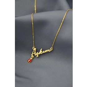 Papatya Silver 925 Ayar Altın Kaplama Uğur Böcekli Aşkım Kadın Gümüş Kolye