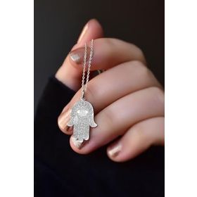Papatya Silver 925 Ayar Antik ve Etnik Desenli Vintage Fatmaeli Kadın Gümüş Kolye