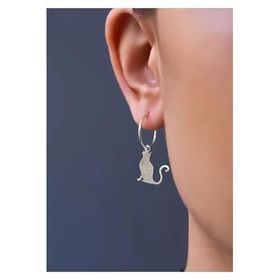 Papatya Silver 925 Ayar Antik ve Etnik Desenli Vintage Kedi Halka Kadın Gümüş Küpe