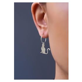 Papatya Silver 925 Ayar Antik ve Etnik Desenli Vintage Kedi Halka Kadın Gümüş Küpe