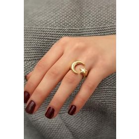 Papatya Silver 925 Ayar Ay Yıldız Gümüş Bayan Yüzük