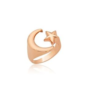Papatya Silver 925 Ayar Ay Yıldız Gümüş Bayan Yüzük