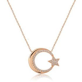 Papatya Silver 925 Ayar Ayyıldız Figürlü Gümüş Kolye