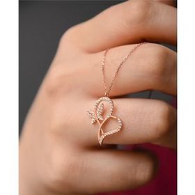 Papatya Silver 925 Ayar Beyaz Zirkon Taşlı Kalp Sonsuzluk Gümüş Kolye