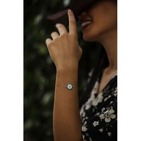 Papatya Silver 925 Ayar Çift Zincirli Gümüş Nazar Bileklik